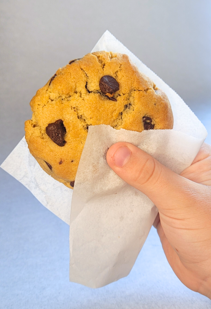 child's hand holding cookie